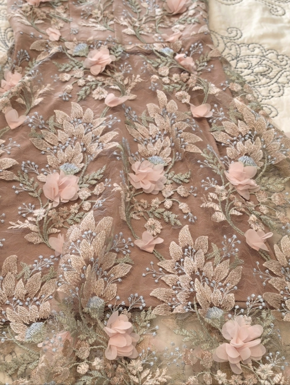 Embroidered Fit & Flare Dress By Dress The Population - Picture 11 of 12